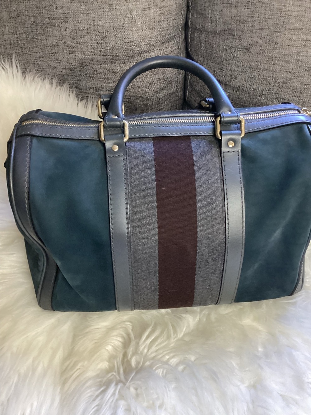 Green Gucci Suede Web Satchel Leather - Picture 2 of 16